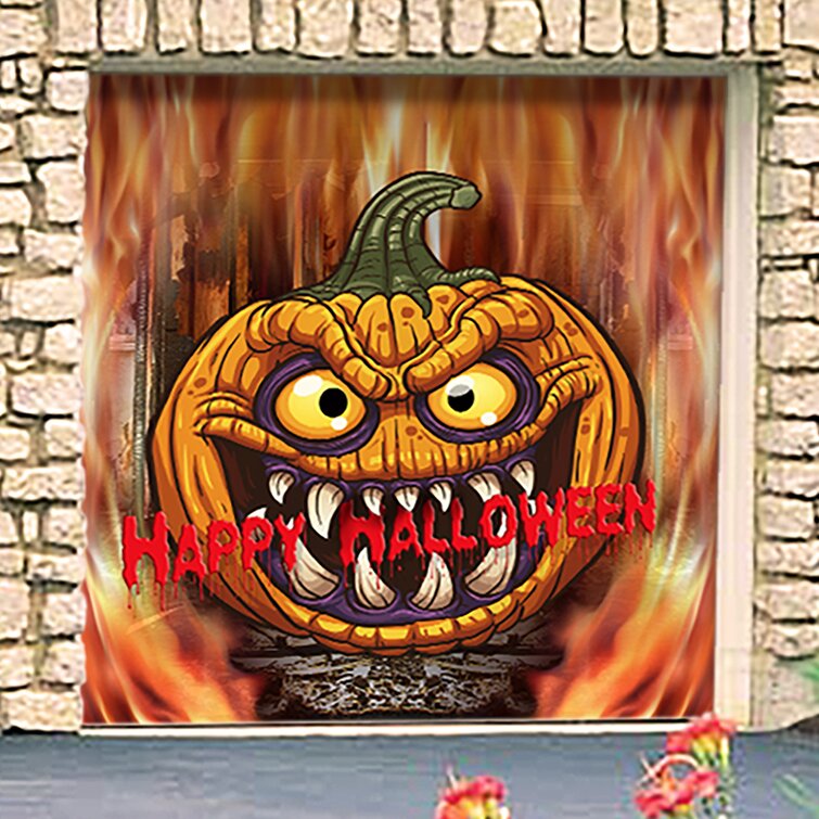 The Holiday Aisle® Scary Pumpkin In Flame Garage Door Mural Wayfair Canada 